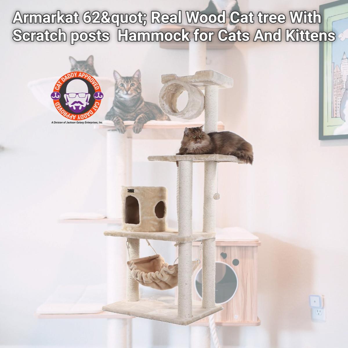 Picture of Armarkat 62&quot; Real Wood Cat tree With Scratch posts  Hammock for Cats And Kittens A6202