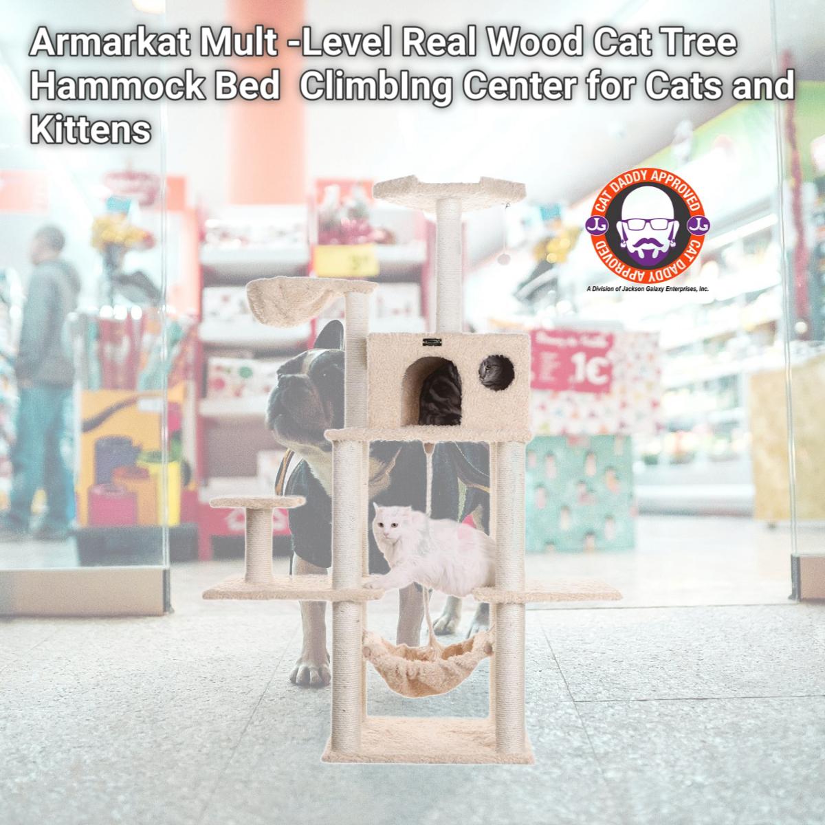 Picture of Armarkat Mult -Level Real Wood Cat Tree Hammock Bed  ClimbIng Center for Cats and Kittens A6901