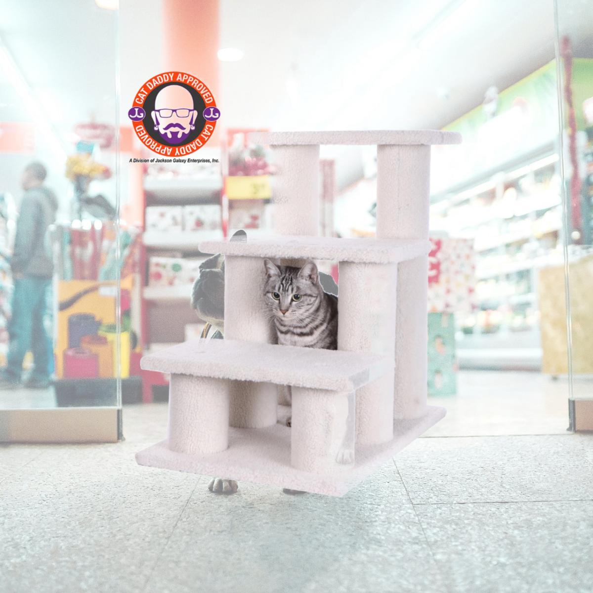 Picture of Armarkat 3 Step Real Wood Cat Step Stairs Ramp  25&quot; Height Dogs Climber And Kitten Steps B3001