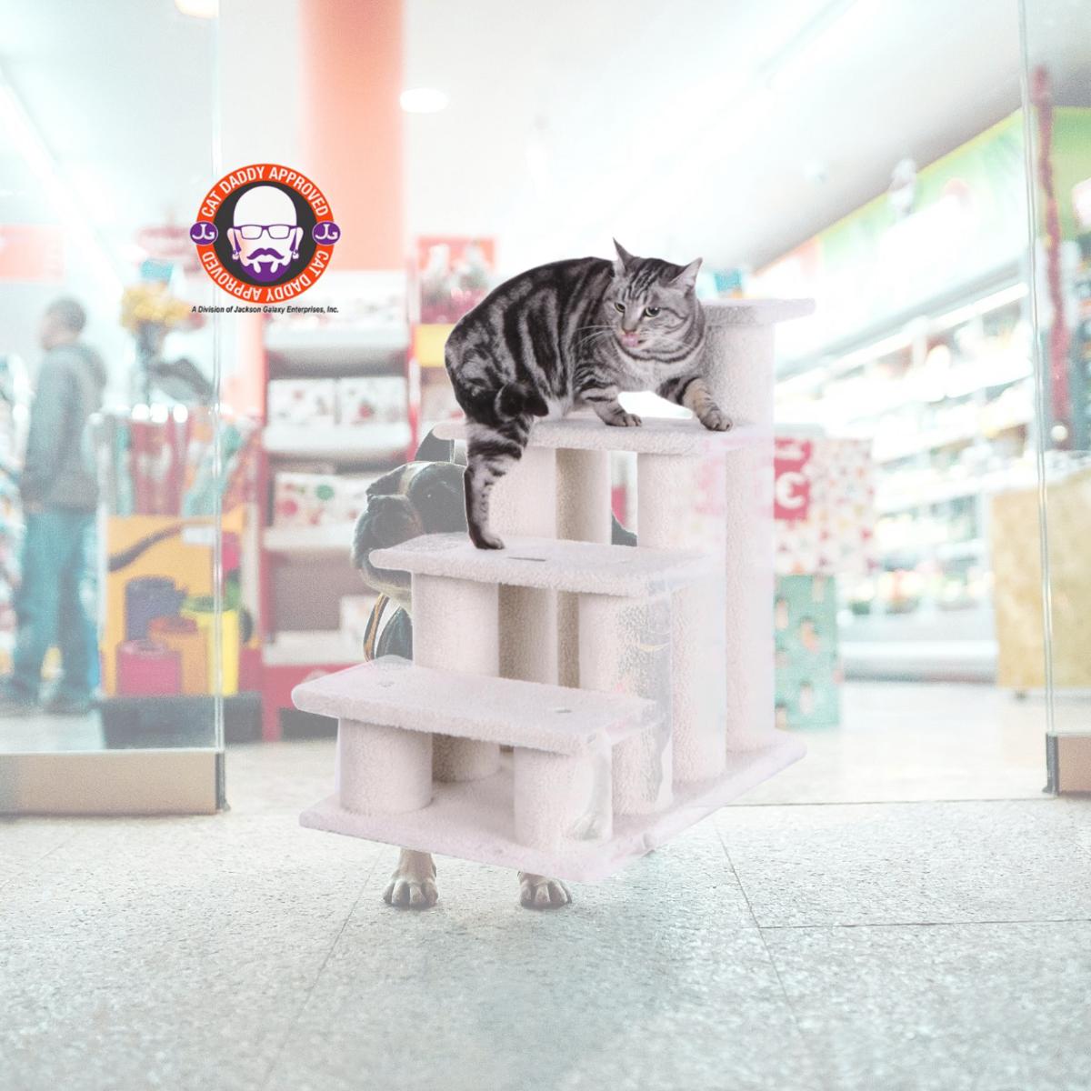 Picture of Armarkat 4 Steps Real Wood Ramp For Dogs  Cats  Cat Step Stairs Ramp  25&quot;(L)x17&quot;(W)x25&quot;(H)  B4001