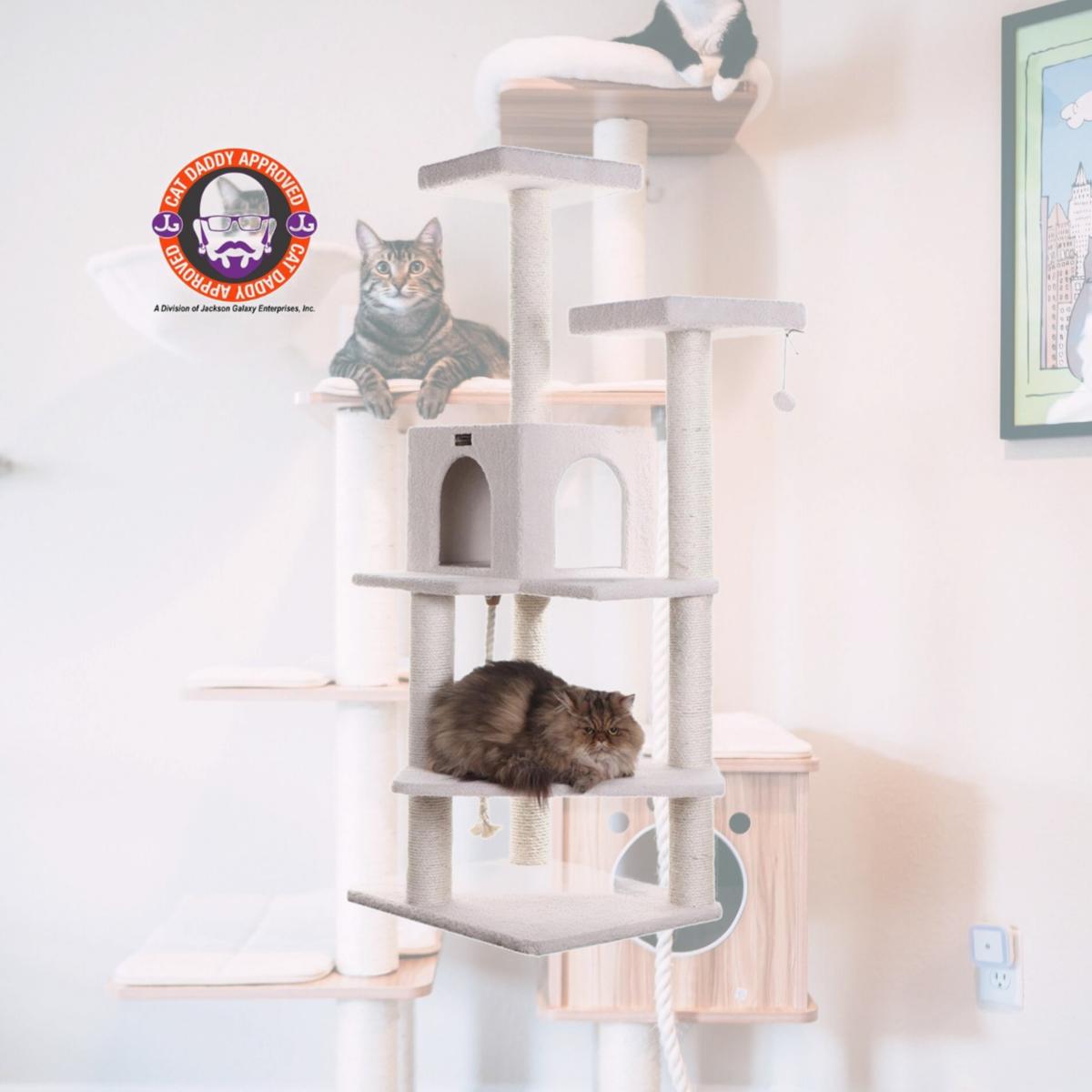 Picture of Armarkat Ivory 57&quot; High Real Wood Cat Tree  Fleece Covered Cat Climber  B5701