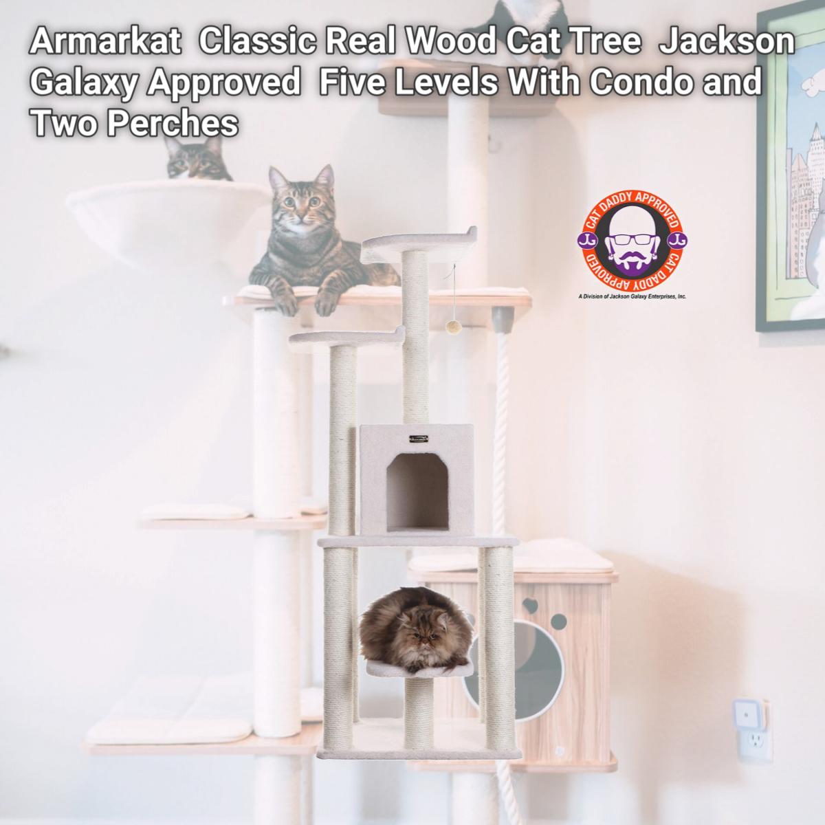 Picture of Armarkat B6203 Classic Real Wood Cat Tree  Jackson Galaxy Approved  Five Levels With Condo and Two Perches