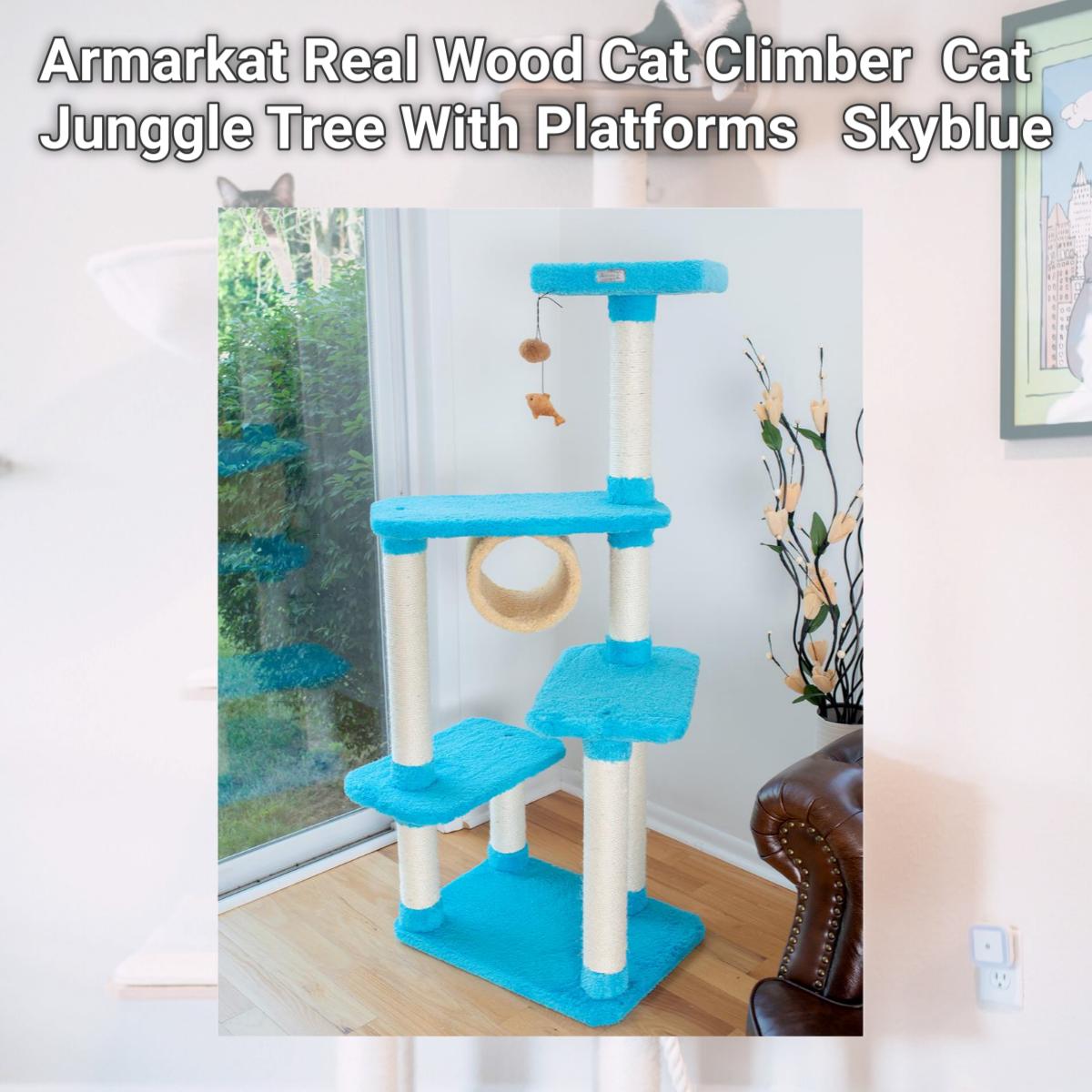 Picture of Armarkat Real Wood Cat Climber  Cat Junggle Tree With Platforms  X6105 Skyblue