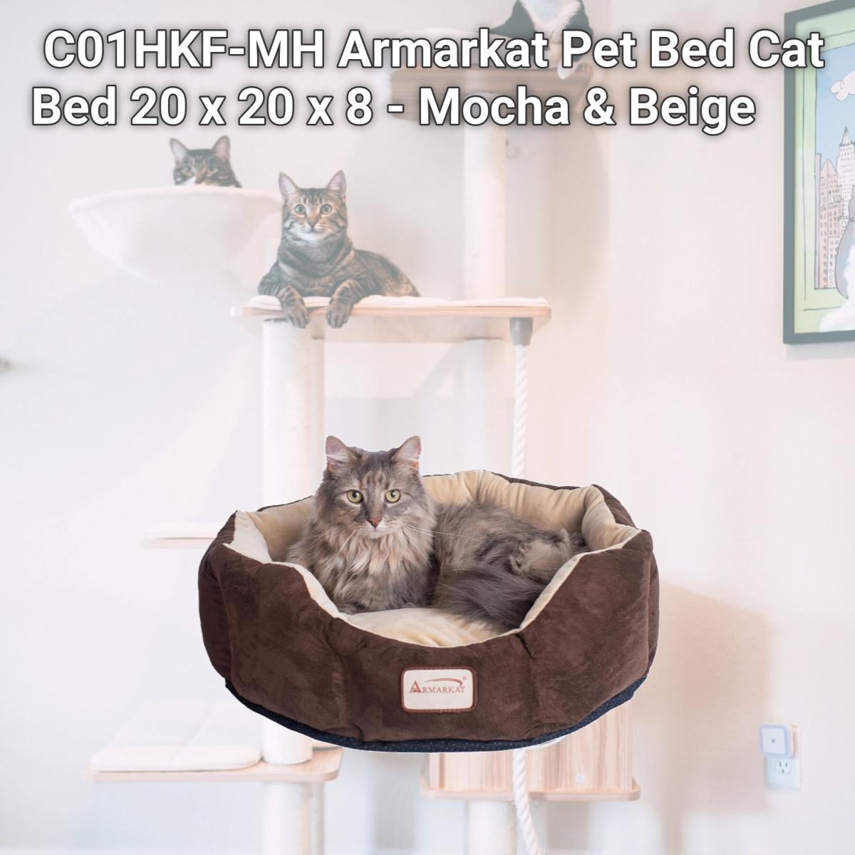 Picture of Aeromark C01HKF-MH Armarkat Pet Bed Cat Bed 20 x 20 x 8 - Mocha & Beige