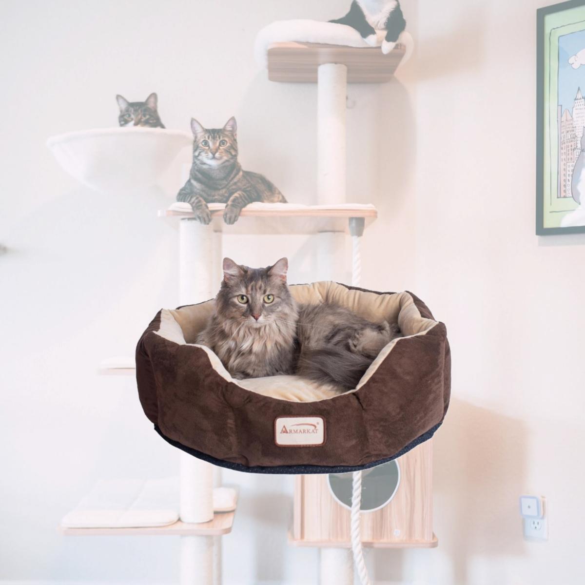 Picture of Aeromark C01HKF-MH Armarkat Pet Bed Cat Bed 20 x 20 x 8 - Mocha & Beige