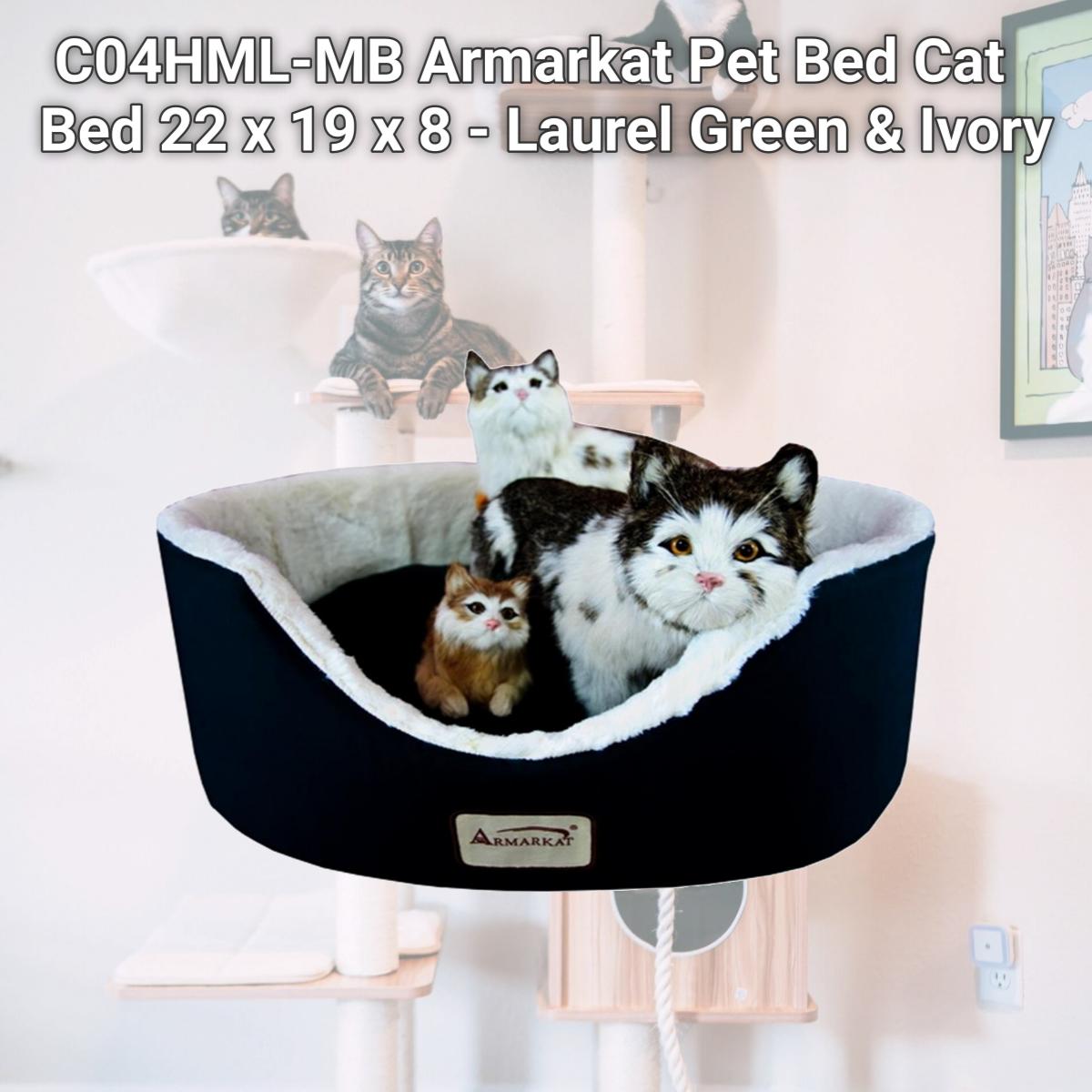 Picture of Aeromark C04HML-MB Armarkat Pet Bed Cat Bed 22 x 19 x 8 - Laurel Green & Ivory