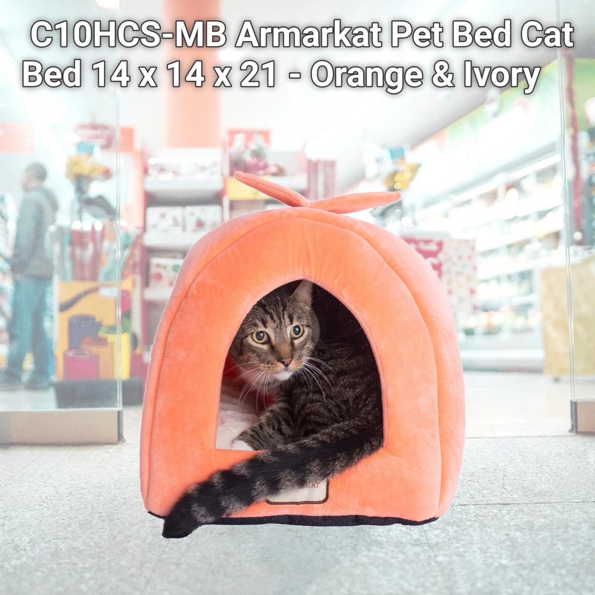 Picture of Aeromark C10HCS-MB Armarkat Pet Bed Cat Bed 14 x 14 x 21 - Orange & Ivory