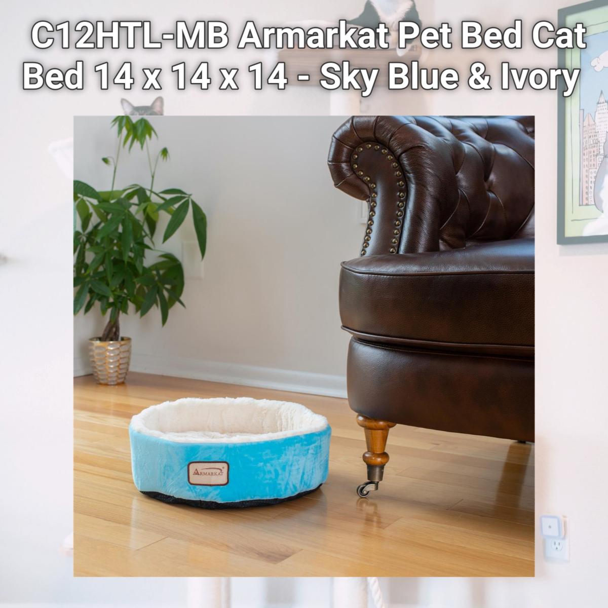 Picture of Aeromark C12HTL-MB Armarkat Pet Bed Cat Bed 14 x 14 x 14 - Sky Blue & Ivory