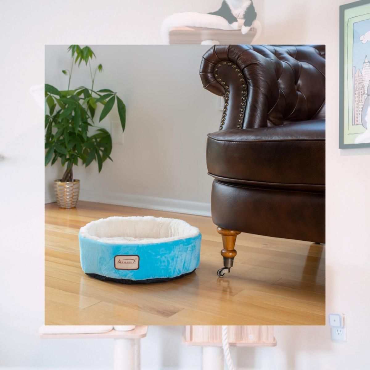 Picture of Aeromark C12HTL-MB Armarkat Pet Bed Cat Bed 14 x 14 x 14 - Sky Blue & Ivory