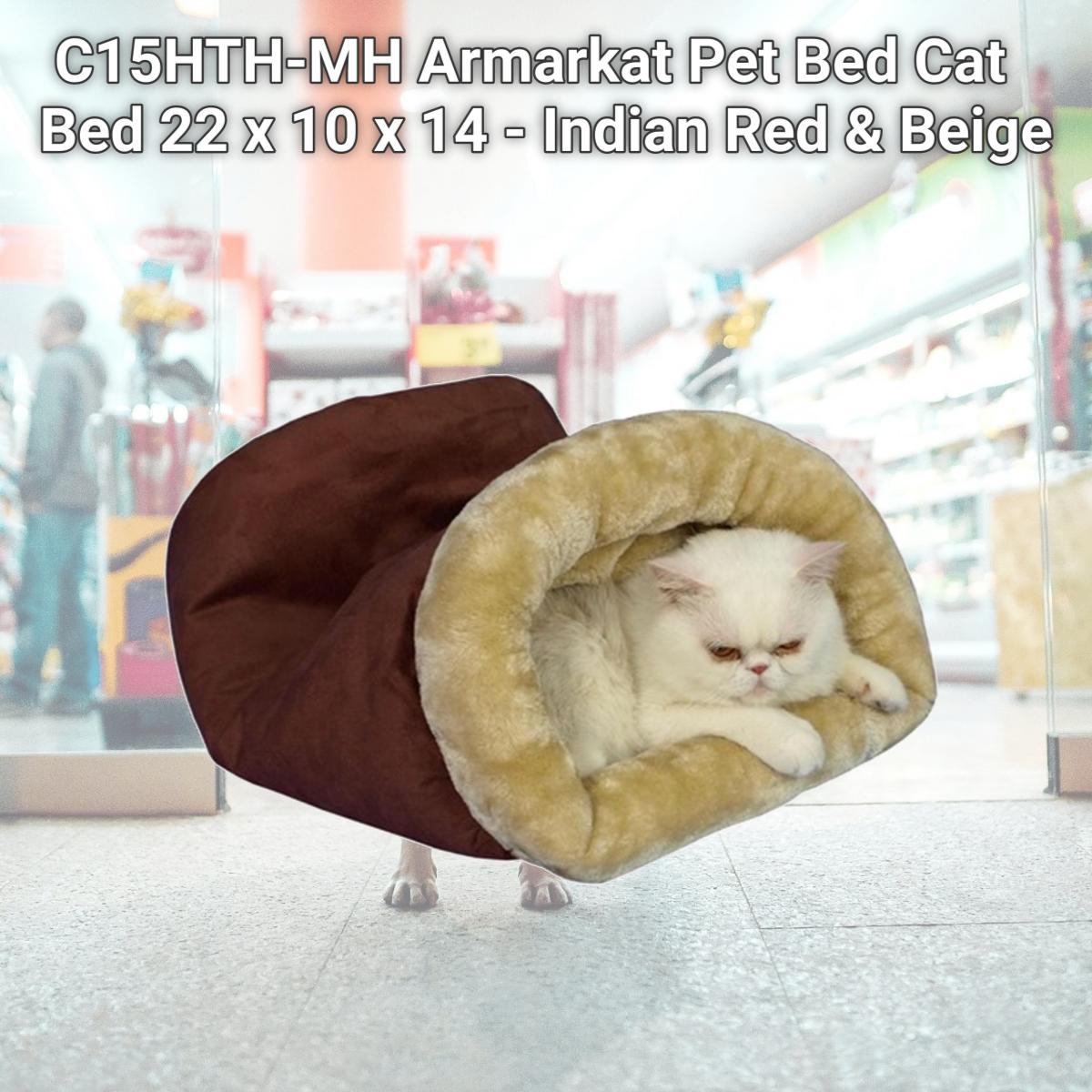 Picture of Aeromark C15HTH-MH Armarkat Pet Bed Cat Bed 22 x 10 x 14 - Indian Red & Beige