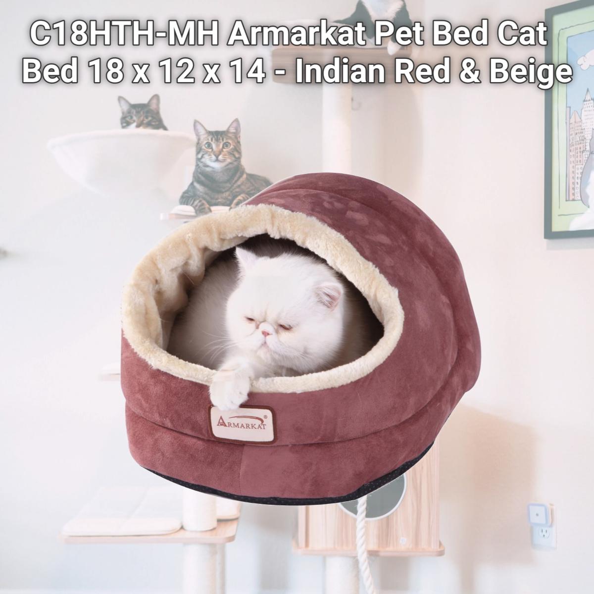 Picture of Aeromark C18HTH-MH Armarkat Pet Bed Cat Bed 18 x 12 x 14 - Indian Red & Beige