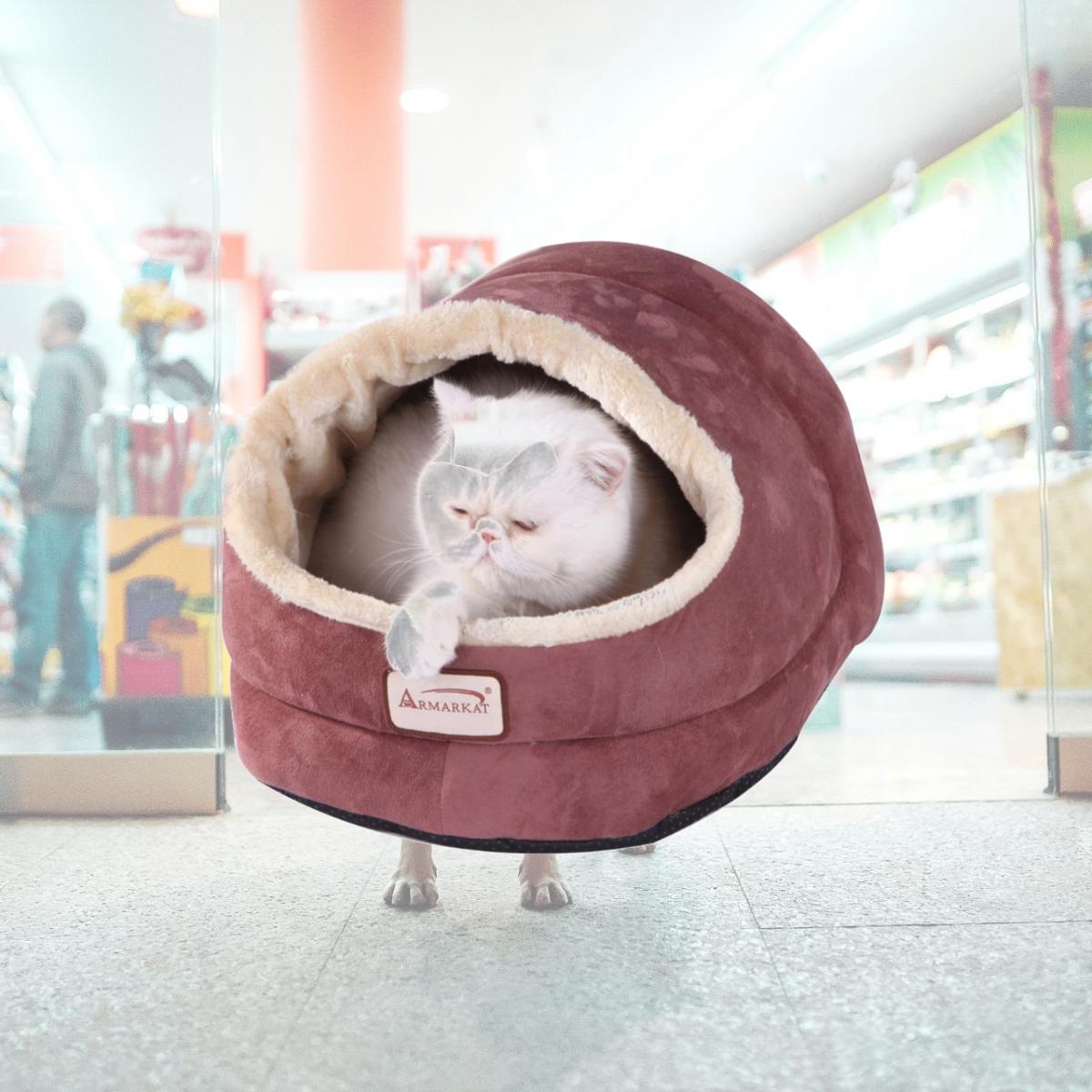 Picture of Aeromark C18HTH-MH Armarkat Pet Bed Cat Bed 18 x 12 x 14 - Indian Red & Beige