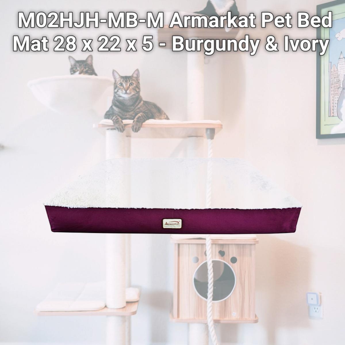 Picture of Aeromark M02HJH-MB-M Armarkat Pet Bed Mat 28 x 22 x 5 - Burgundy & Ivory