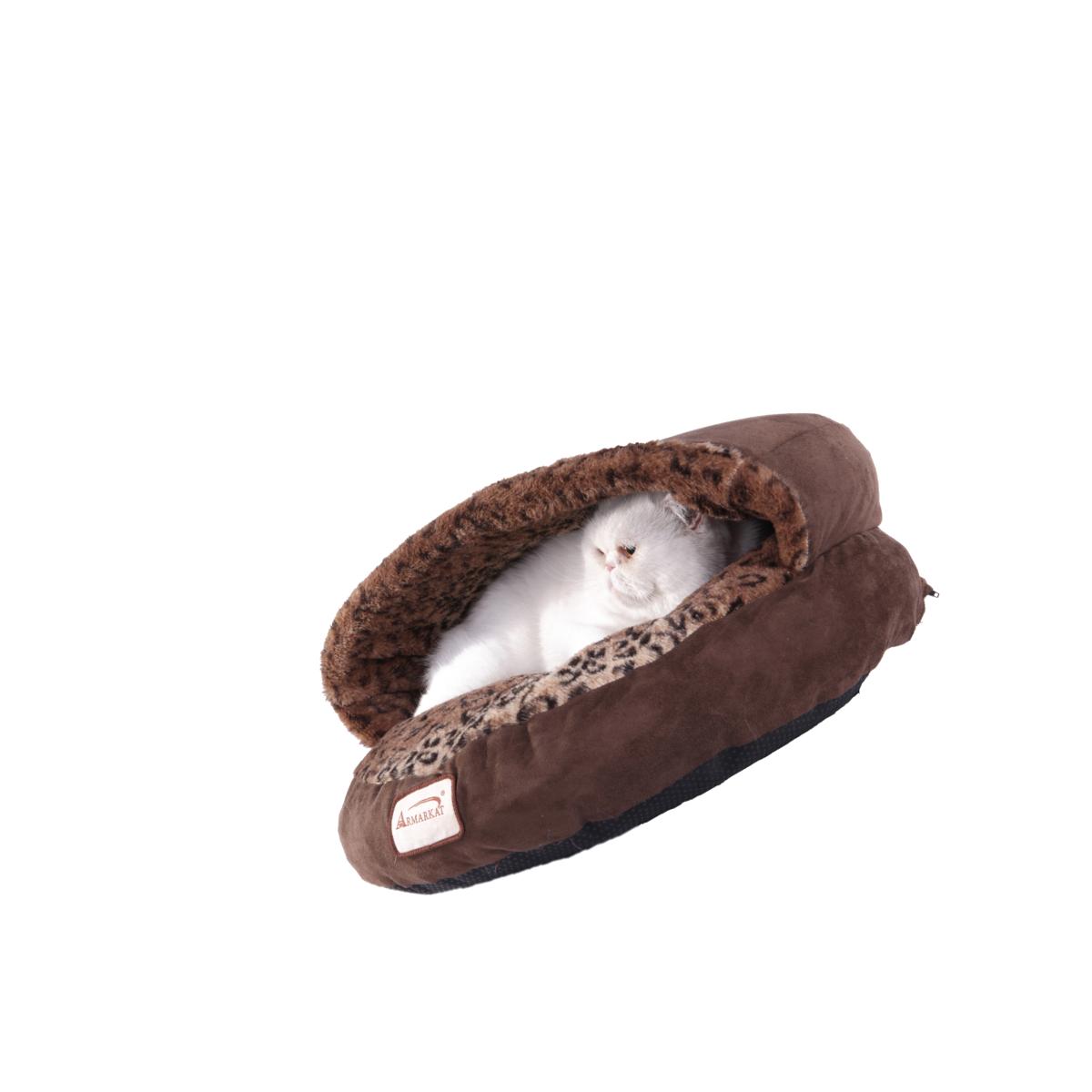 Picture of AeroMark C31HKF-BW Armarkat Cat Bed, Mocha and Leopard C31HKF-BW