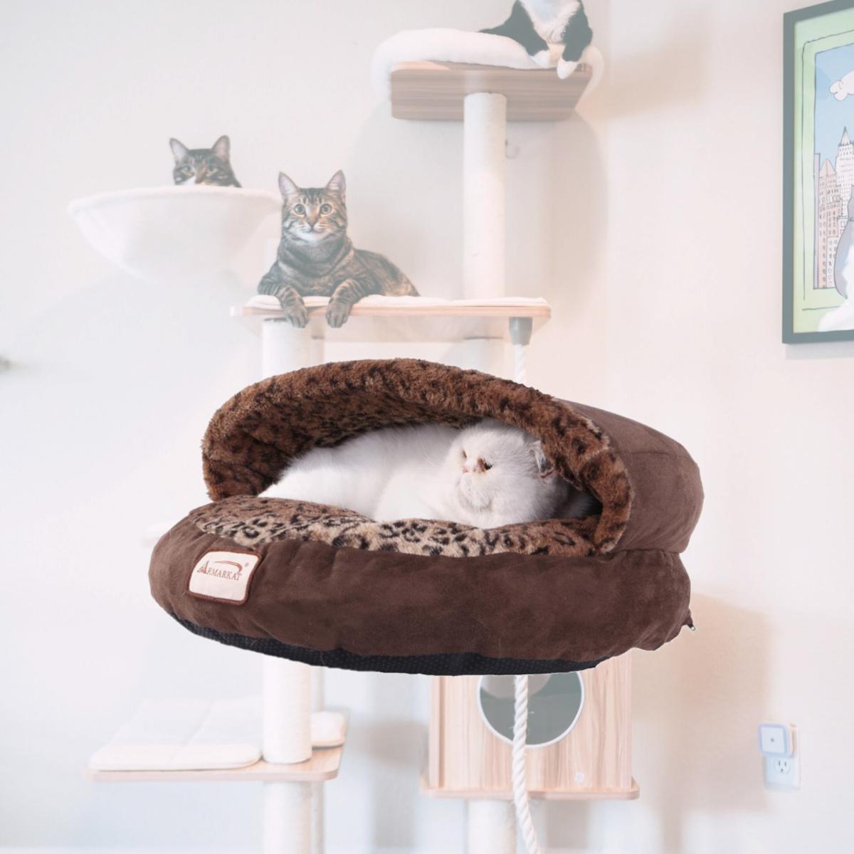 Picture of AeroMark C31HKF-BW Armarkat Cat Bed, Mocha and Leopard C31HKF-BW