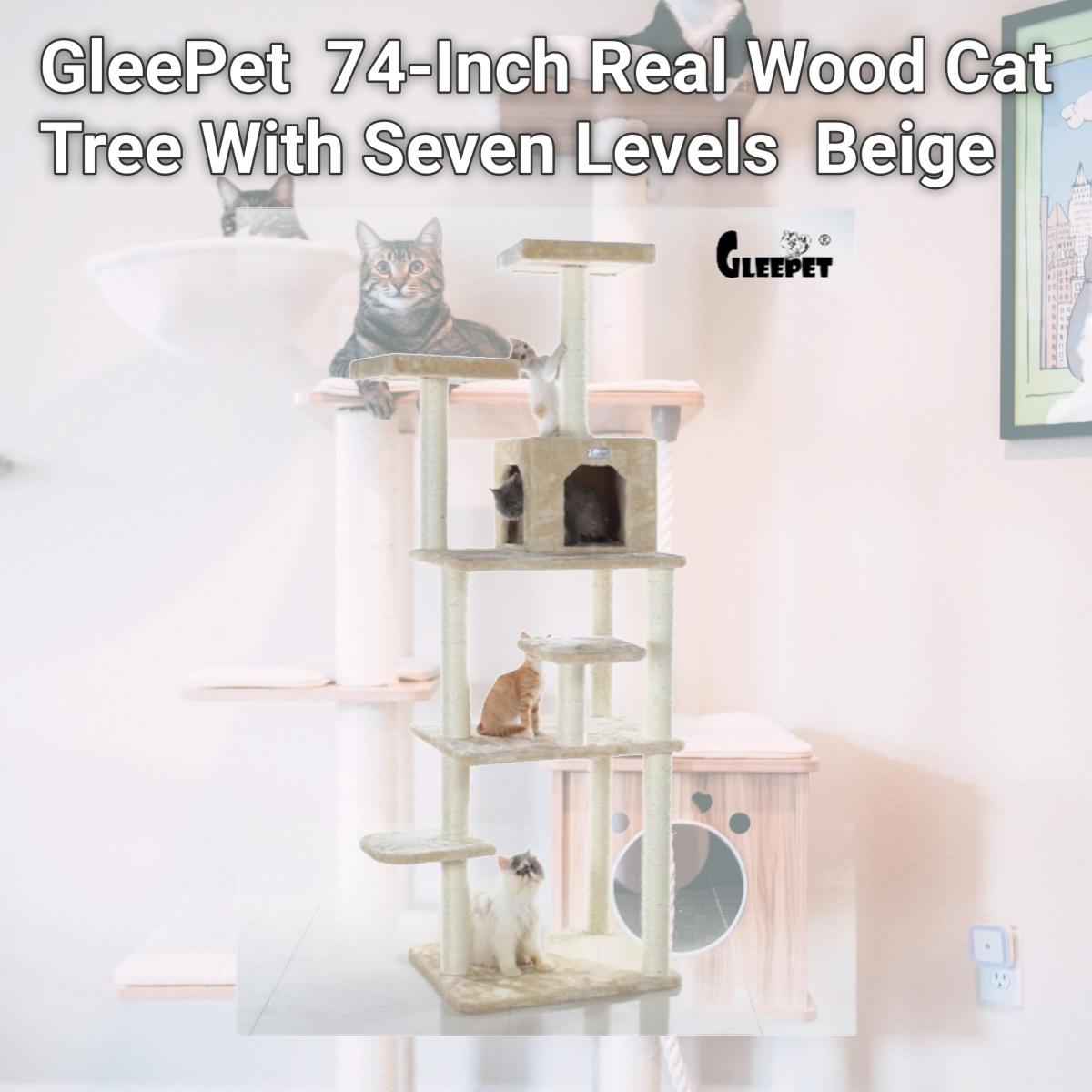 Picture of GleePet GP78740821 74-Inch Real Wood Cat Tree With Seven Levels  Beige