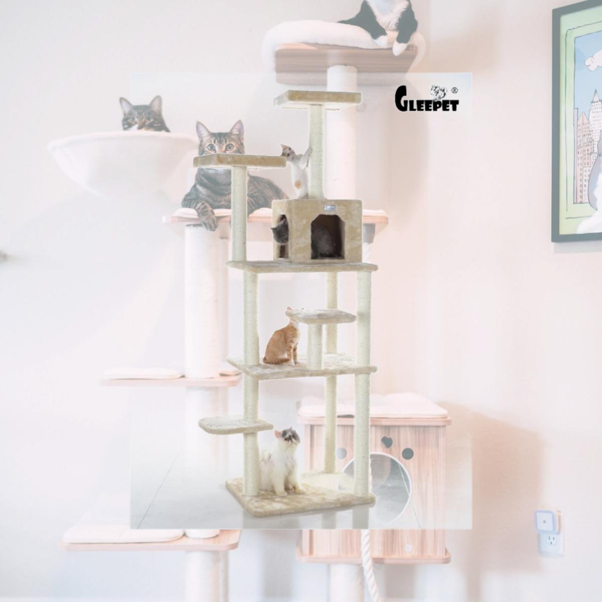 Picture of GleePet GP78740821 74-Inch Real Wood Cat Tree With Seven Levels  Beige
