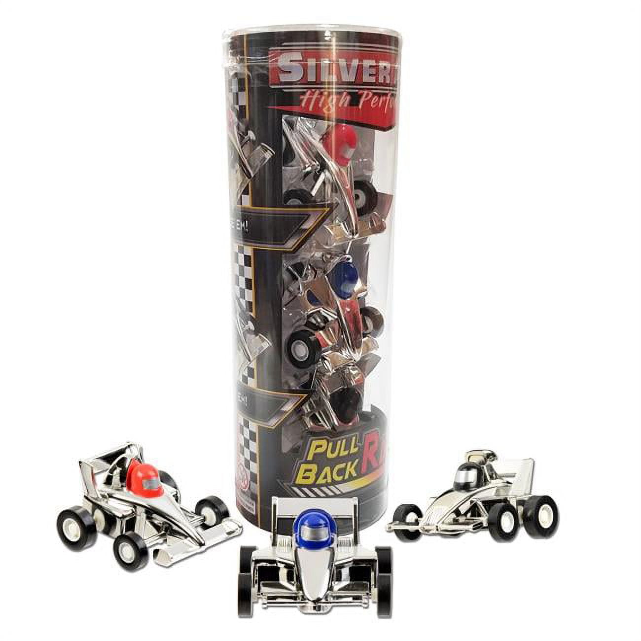 Picture of Aeromax PBR-S3 Pull Back Racer Car with Assorted Designs, Silver - Pack of 3