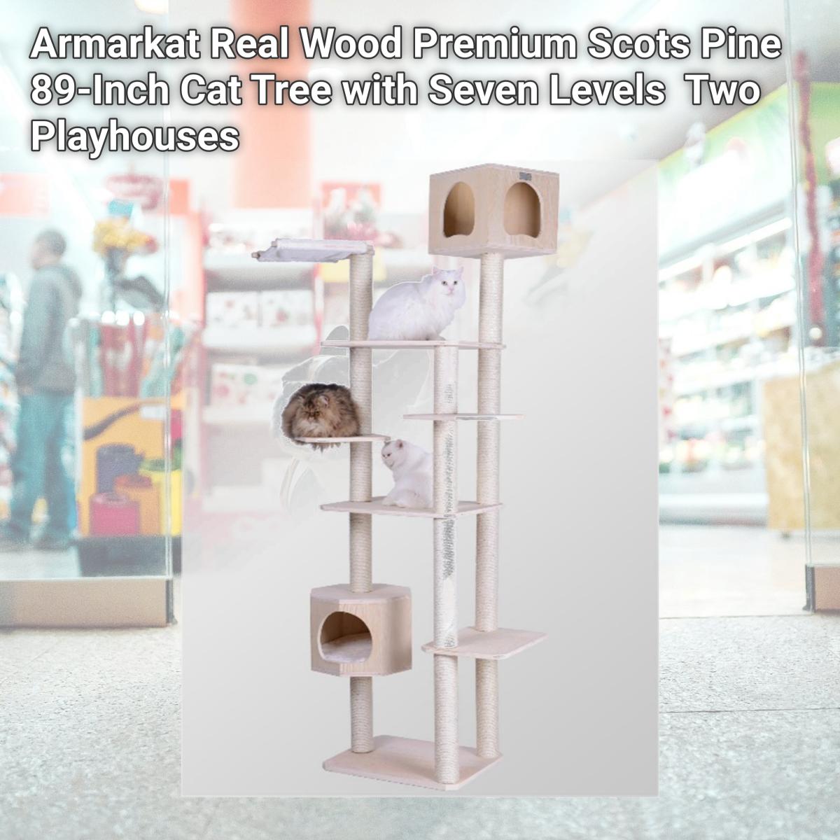 Picture of Armarkat Real Wood Premium Scots Pine 89-Inch Cat Tree with Seven Levels  Two Playhouses 
