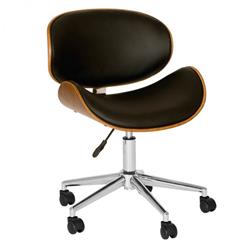 Picture of ArmenArtFurniture LCDAOFCHBL Daphne Modern Chair In Black And Walnut Veneer Back and Chrome