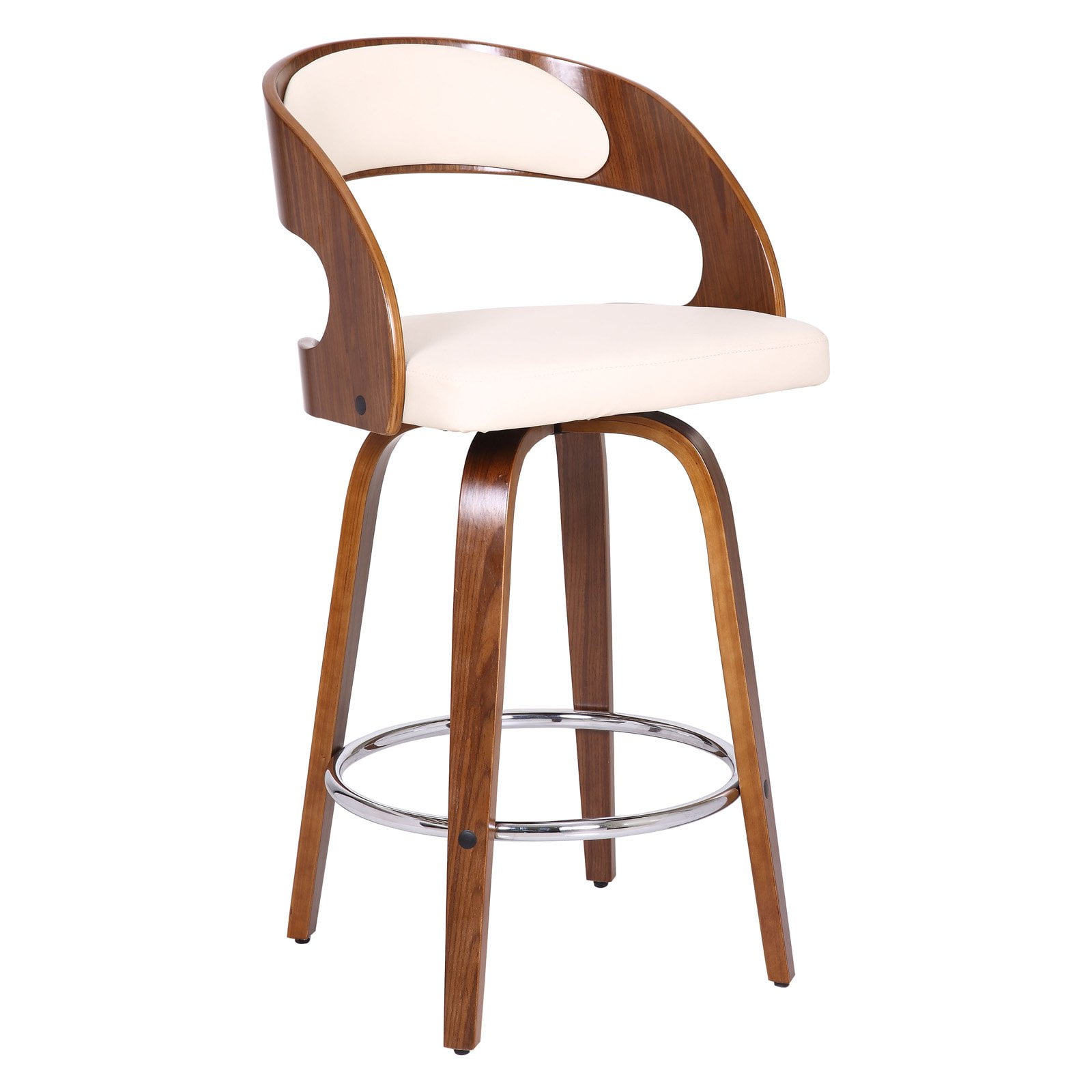 Picture of Armen Living LCSHBABRWA26 Shelly 26 in. Counter Height Barstool in Walnut Wood with Brown Faux Leather