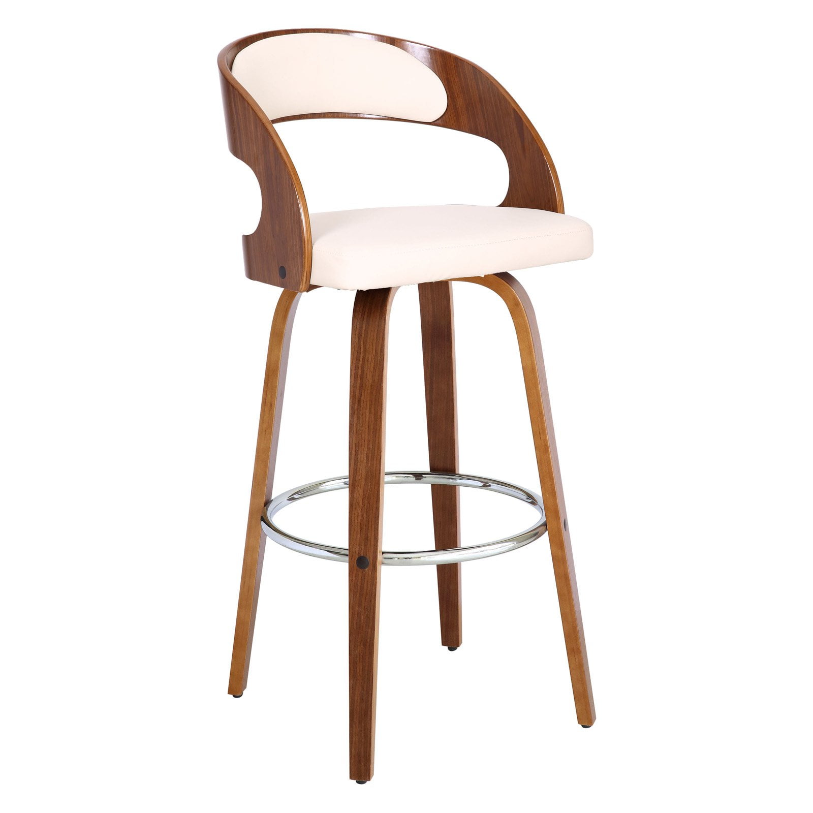 Picture of Armen Living LCSHBABRWA30 Shelly 30 in. Bar Height Barstool in Walnut Wood with Brown Faux Leather