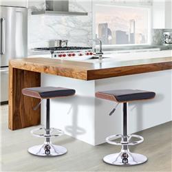 Picture of Armen Living LCJABABLKWA Java Barstool in Chrome with Walnut wood Black Faux Leather