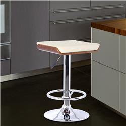 Picture of Armen Living LCJABACRWA Java Barstool in Chrome with Walnut wood Cream Faux Leather