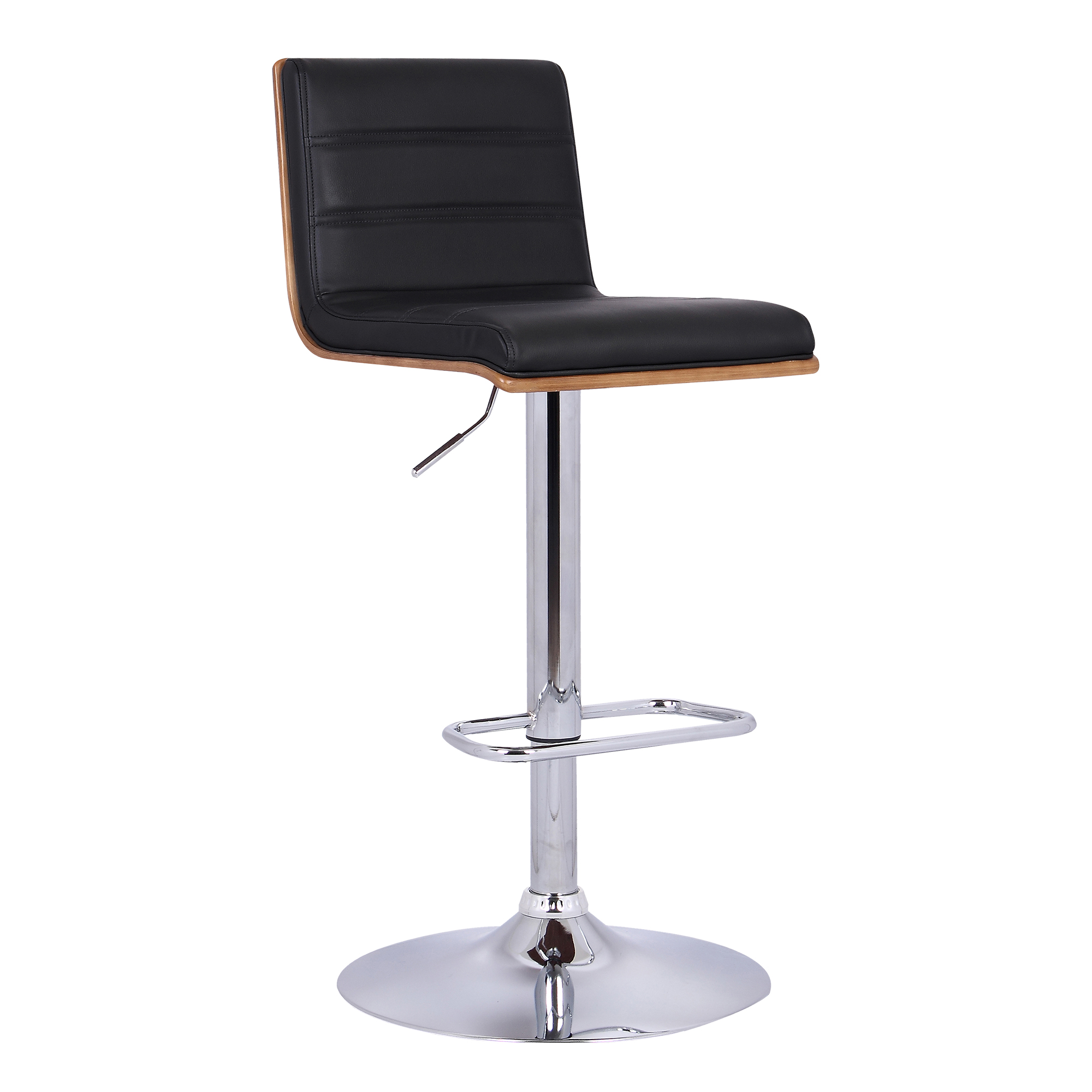 Picture of Armen Living LCAUBAWABL Aubrey Barstool Chrome Base with Black Faux Leather Walnut Back