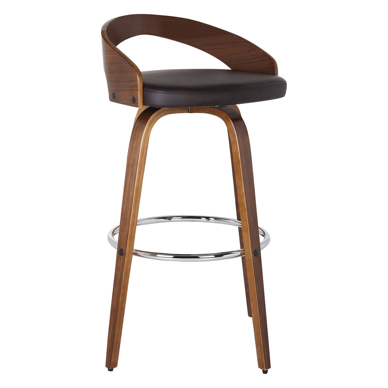 Picture of Armen Living LCSOBABRWA30 Sonia 30 in. Bar Height Barstool in Walnut Wood with Brown Faux Leather