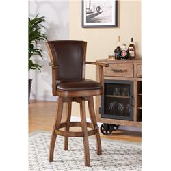 Picture of Armen Living LCRABAARKACH30 Raleigh Arm 30 in. Bar Height Swivel Wood Barstool in Chestnut Kahlua Faux Leather
