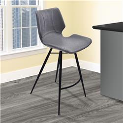 Picture of Armen Living LCZUBAVGBL26 Zurich 26 in. Counter Height Metal Barstool in Vintage Gray Faux Leather Black Metal