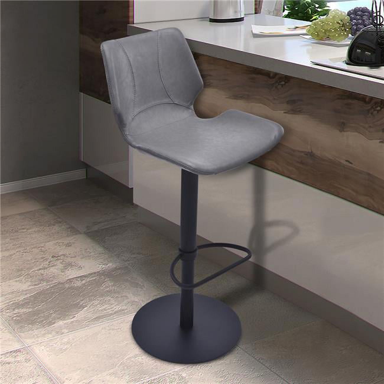 Picture of Armen Living LCZUBAVGBL Zuma Adjustable Swivel Metal Barstool in Vintage Gray Faux Leather Black Metal
