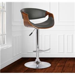 Picture of Armen Living LCBUBAWAGRAY Butterfly Adjustable Swivel Barstool in Gray Faux Leather with Chrome Walnut Wood