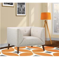 Picture of Armen Living LCHU1BE Hudson Mid-Century Button-Tufted Chair in Beige Linen Walnut Legs