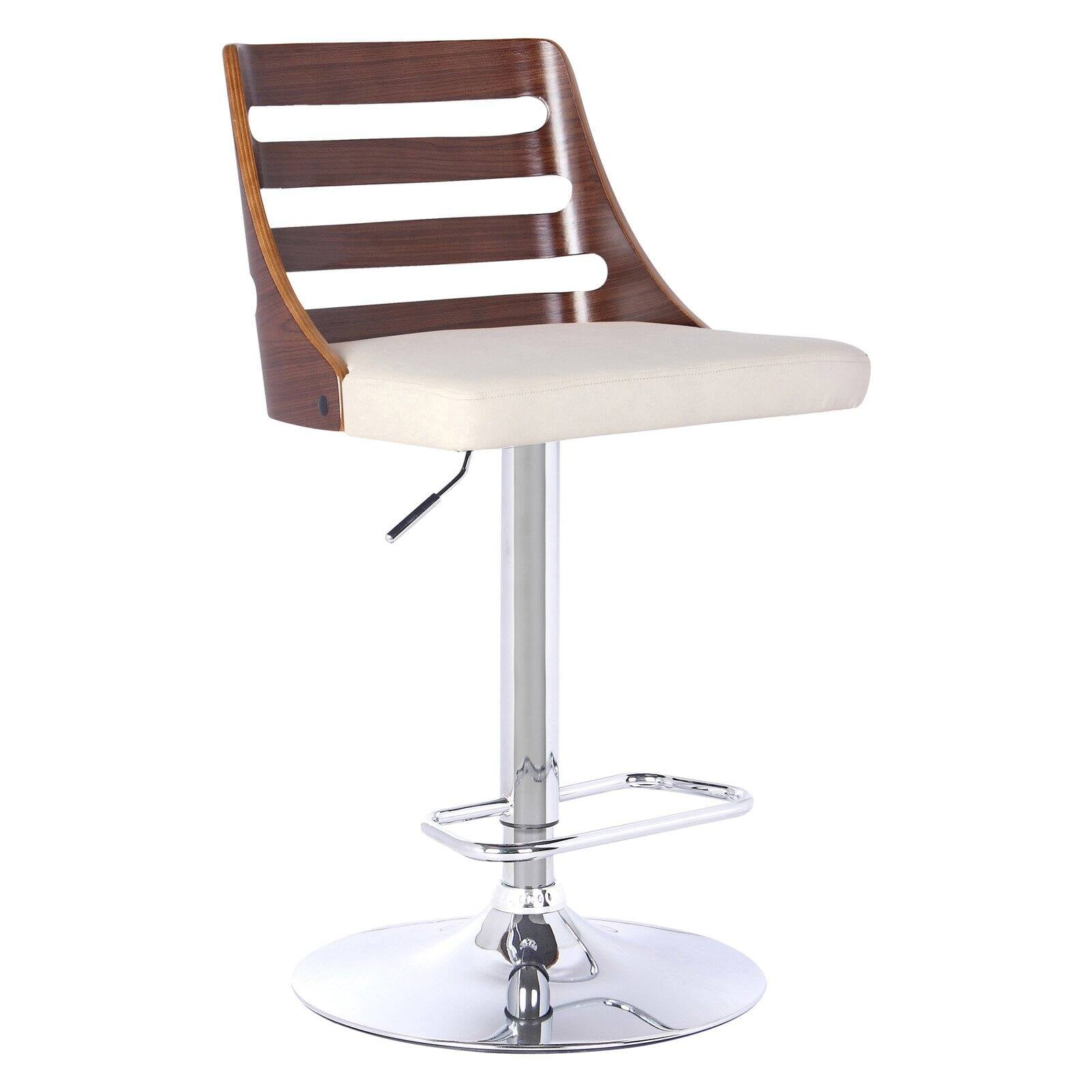 Picture of Armen Living LCSTBAWACR 33-43 x 18 x 19 in. Storm Barstool&#44; Chrome with Walnut Wood & Cream Faux Leather