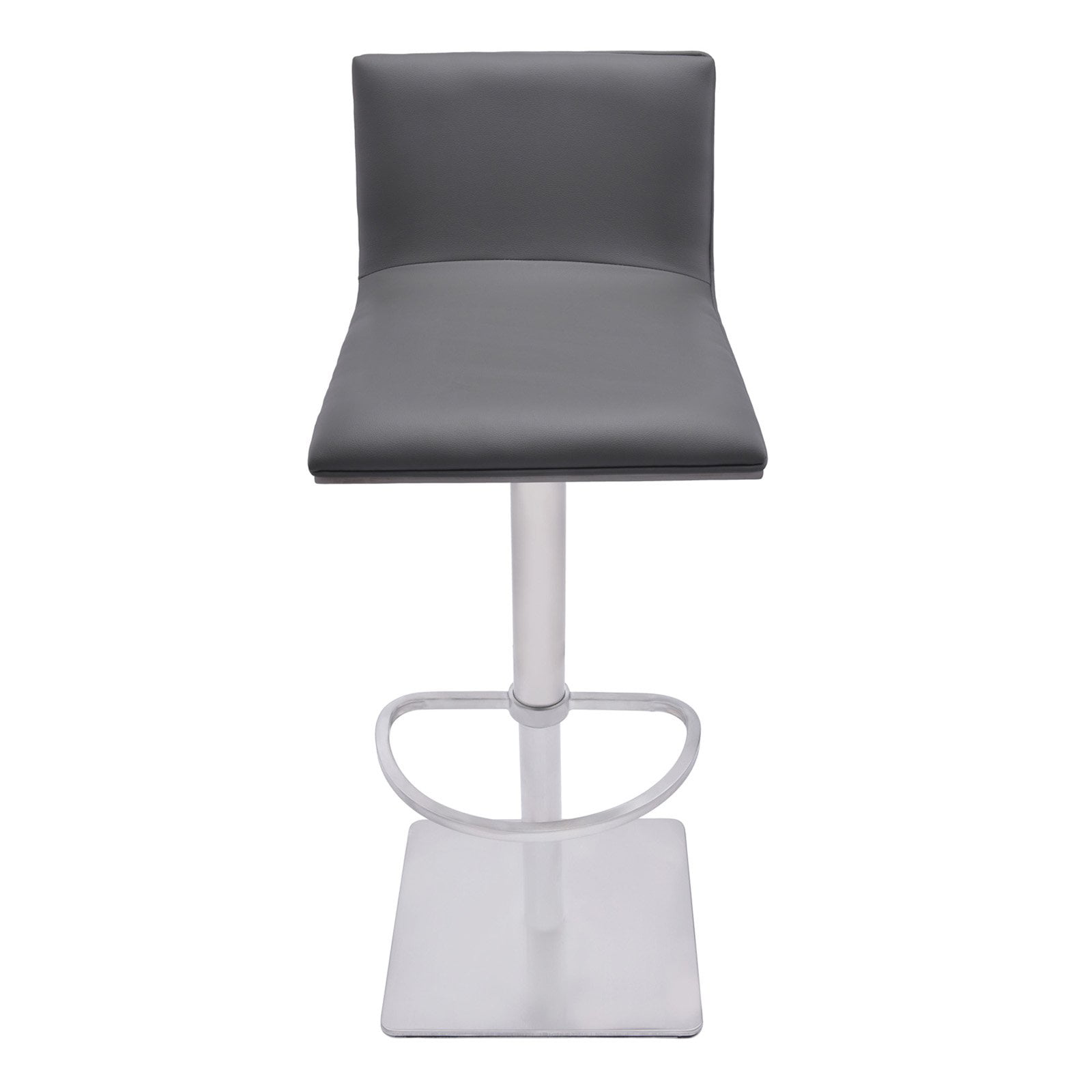 Picture of Armen Living LCCRBAGRBS 30 x 21 x 24 in. Crystal Adjustable Swivel Barstool&#44; Gray Faux Leather with Brushed Stainless Steel & Walnut Veneer Back