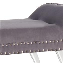 Picture of Armen Living LCSIBEGRAY 29 x 78 x 32 in. Silas Ottoman Bench&#44; Gray Tufted Velvet with Nailhead Trim & Acrylic Legs