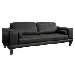 Picture of Armen Living LCWY3BLACK 33.5 x 81 x 38.25 in. Wynne Contemporary Sofa&#44; Genuine Black Leather with Brown Wood Legs