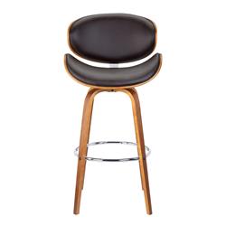 Picture of Armen Living LCSLBABRWA26 17 x 48 x 18 in. 26 in. Solvang Mid-Century Swivel Counter Height Barstool, Brown Faux Leather with Walnut Wood