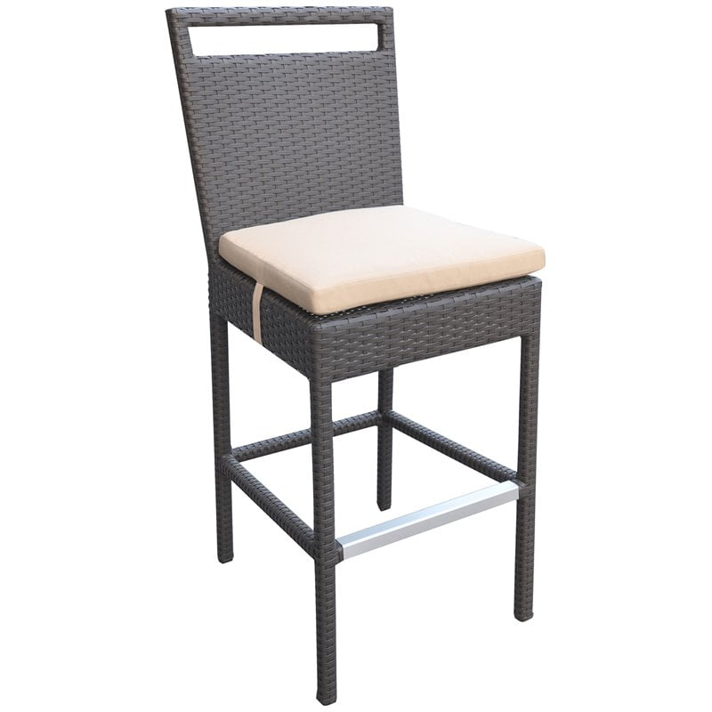 Picture of Armen Living LCTRBABE 26 x 62 x 33 in. Tropez Outdoor Patio Wicker Barstool with Water Resistant Beige Fabric Cushions