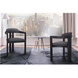 LCJZCHCHBL Jazmin Contemporary Dining Chair in Black Brushed Wood Finish & Charcoal Fabric - Set of 2 - 29 x 22.5 x 19.5 in -  Armen Living