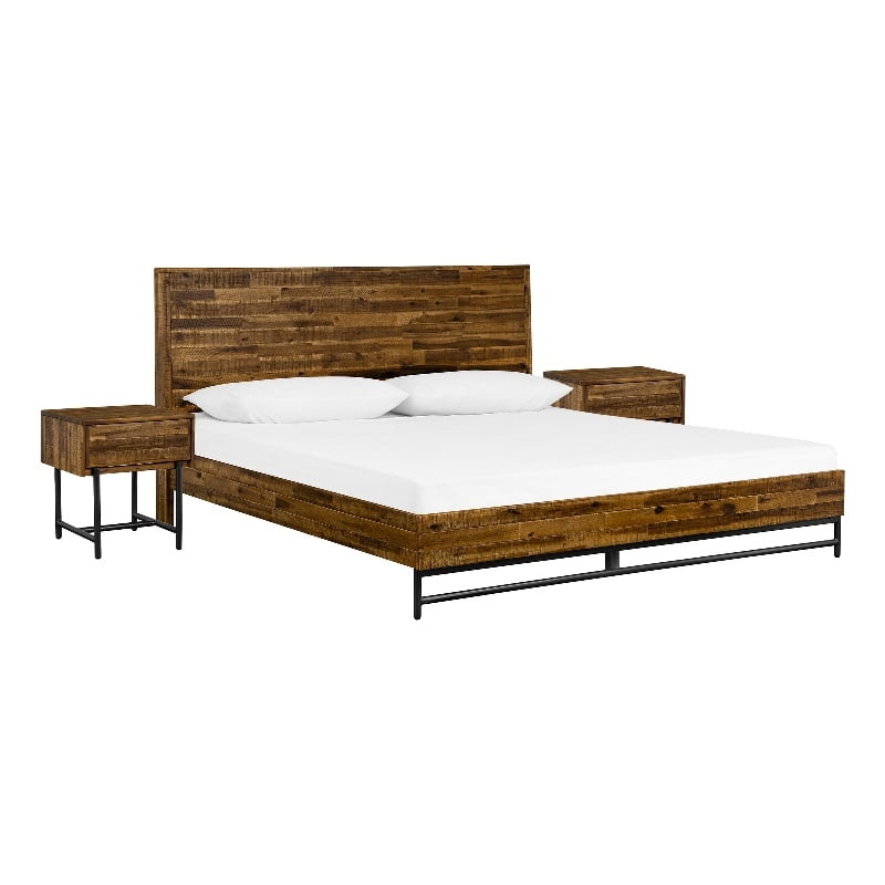 Picture of Armen Living SETCUBDQN3A Cusco Acacia Bed & Nightstands Bedroom Set&#44; Queen Size - 3 Piece