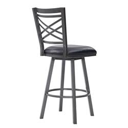 LCFA30BAMFBL 30 in. Fargo Counter Height Metal Barstool in Mineral Finish with Black Faux Leather - 46 x 19 x 19 in -  Armen Living