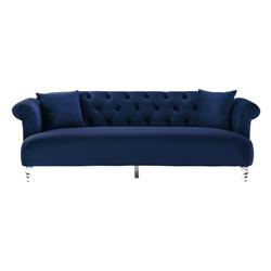 Picture of Armen Living LCEG3BLUE Elegance Contemporary Sofa in Blue Velvet with Acrylic Legs - 88 x 32.5 x 29 in.