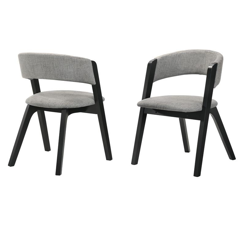 LCRWSIGRBL 18 in. Rowan Mid-Century Modern Accent Dining Fabric Chair, Black & Grey - Set of 2 -  Armen Living