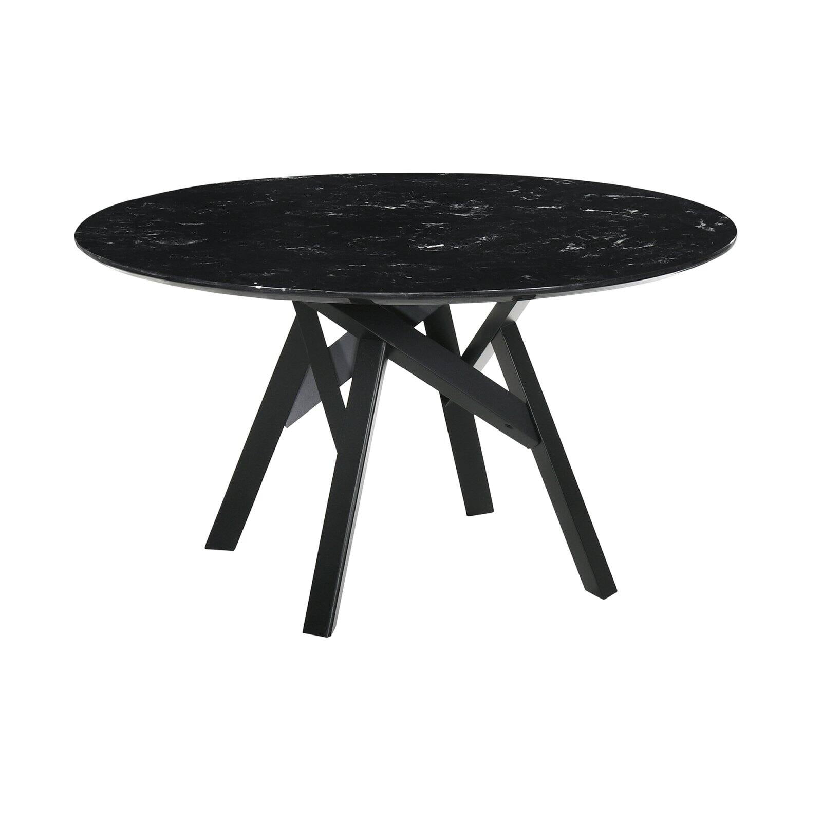 Picture of Armen Living LCVEDIBLK 54 in. Venus Round Mid-Century Modern Marble Dining Table with Wood Legs&#44; Black