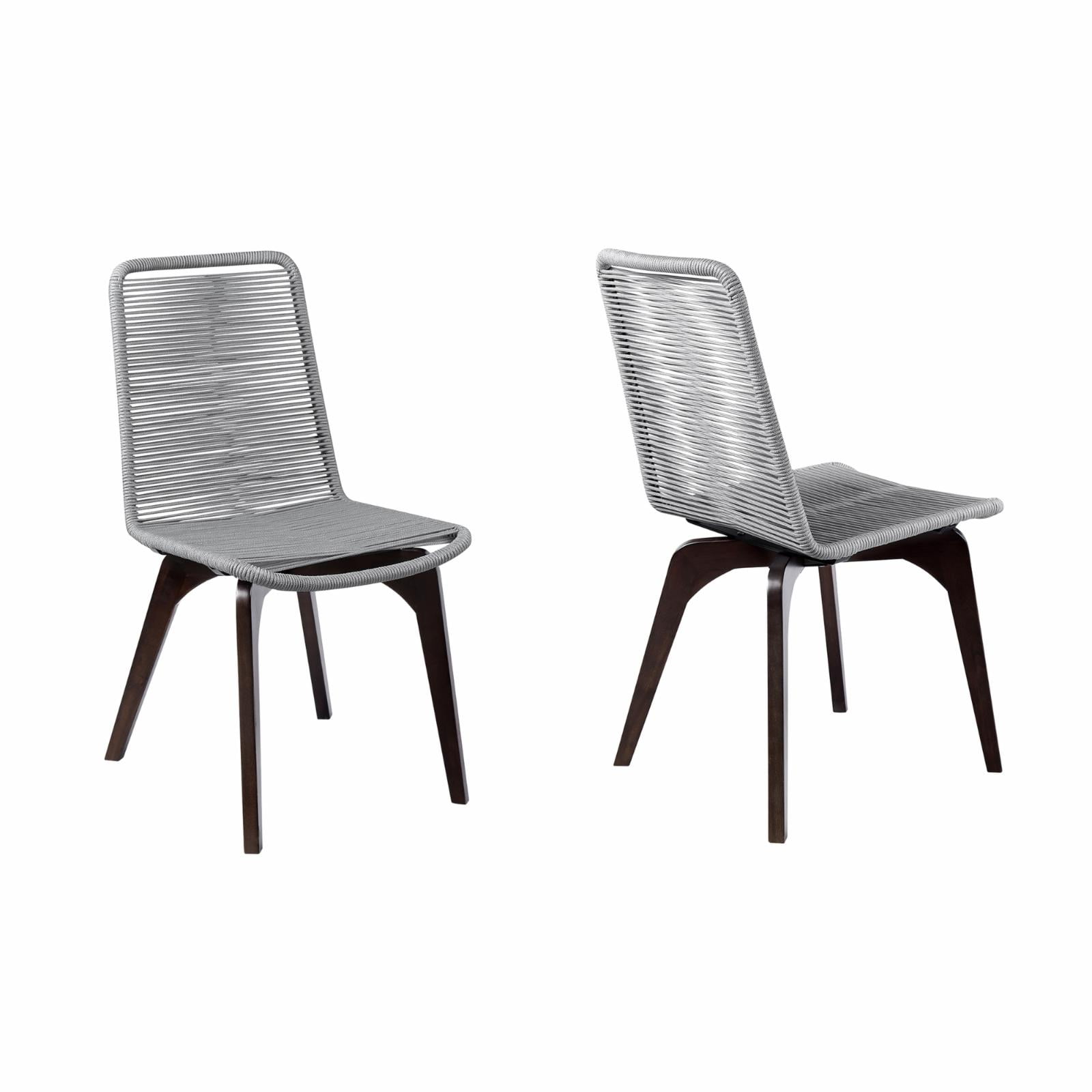 LCISSISL 35 in. Island Outdoor Patio Rope Dining Chair, Earth & Silver - Set of 2 -  Armen Living