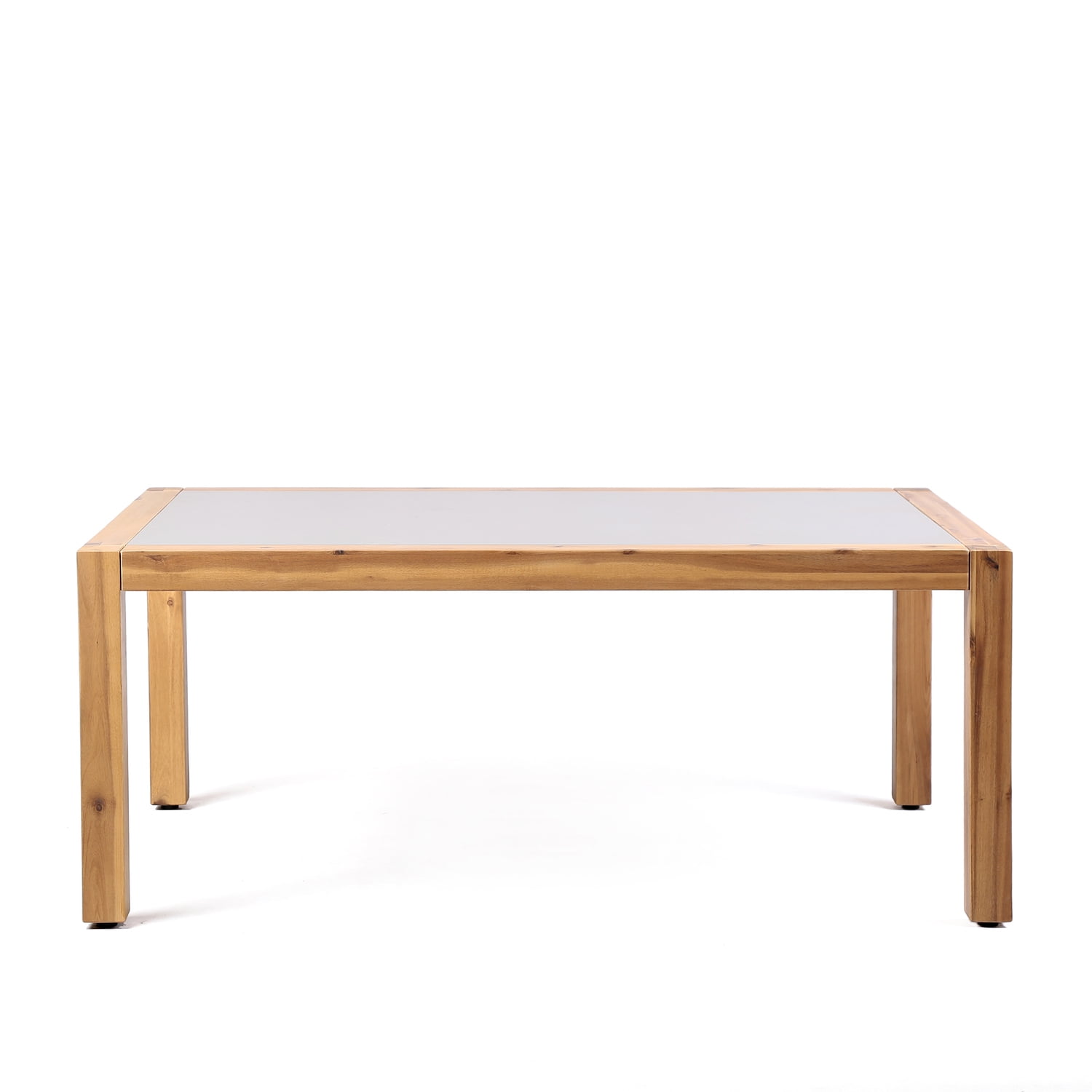 Picture of Armen Living LCSICOWDTK 18 in. Sienna Outdoor Patio Coffee Table in Acacia Wood with Center Stone&#44; Natural & Gray