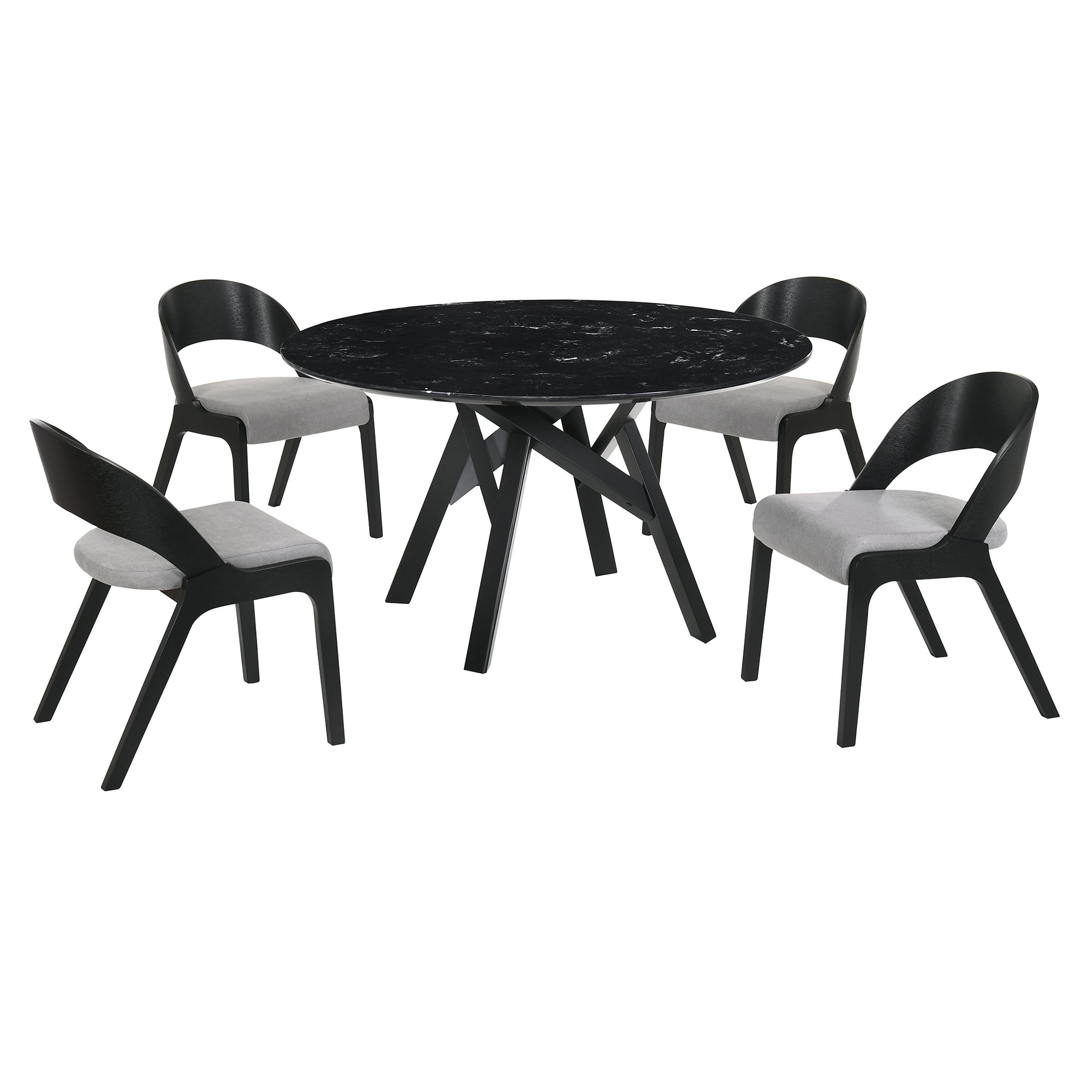 Picture of Armen Living SETVEDIBLK5C Venus & Polly 5 Piece Black Marble Round Dining Set
